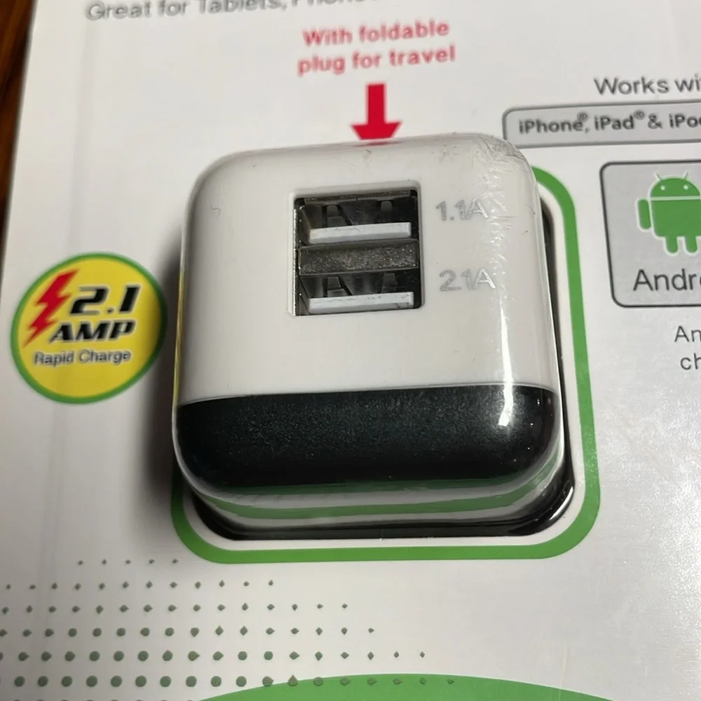 New Intertek Dual USB Wall Charger 2.1 Amp Android iPod iPhone iPad White